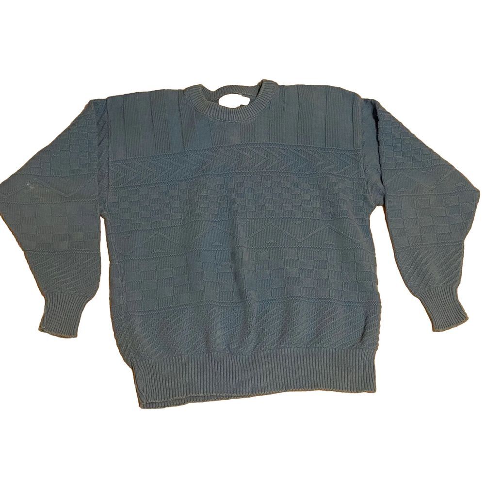 The Fox Collection Men's Sweater Blue Long Sleeve Medium Knit Pullover Size L